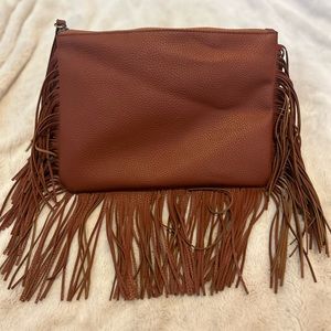 Brown Fringe Wristlet